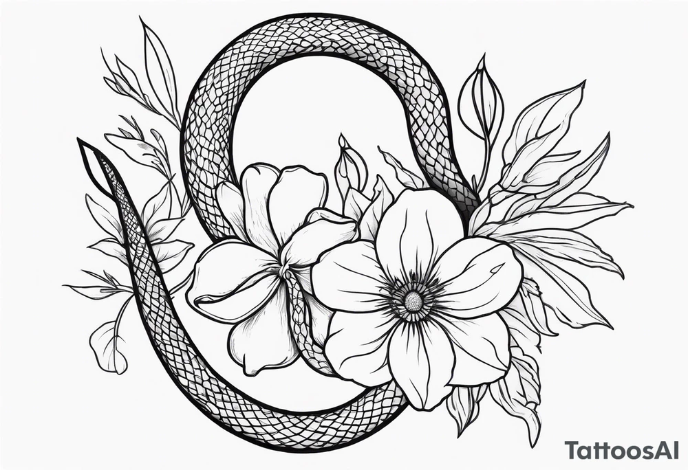 Snakes and wild flower tattoo idea