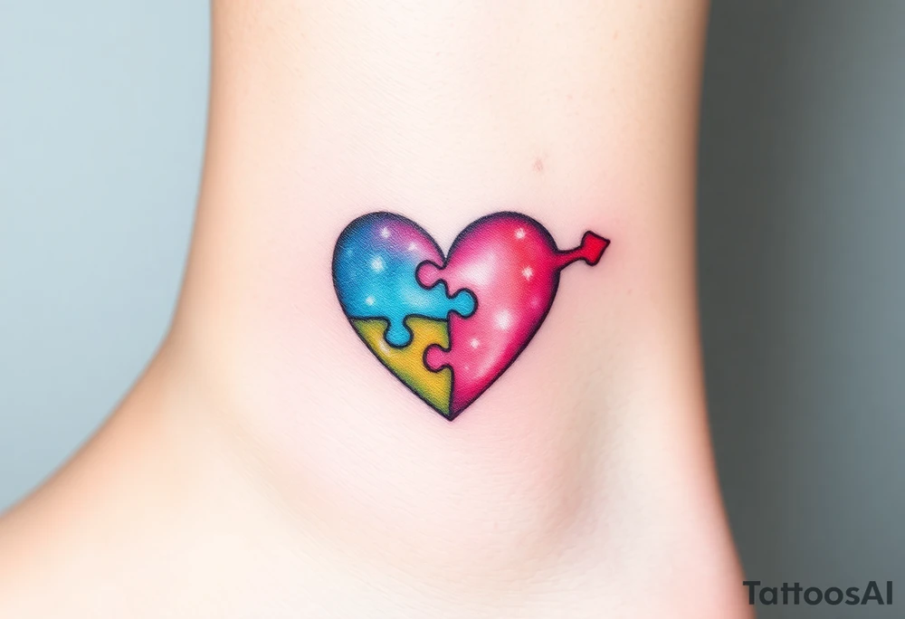autism heart puzzle shape symbol tattoo idea