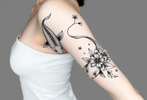 2 koi swimming upstream with tiger lily’s tattoo idea