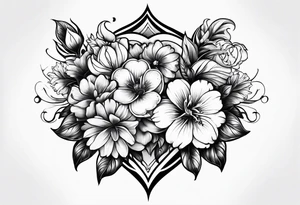 flowers hearts time tattoo idea