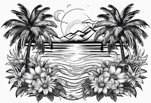Daisies, palm trees tattoo idea