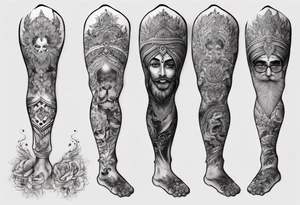 full Leg sleeve tattoo. im from punjab and sikh values tattoo idea