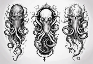 a tattoo on the theme of lovecraft, with long tentacles that embrace the earth tattoo idea