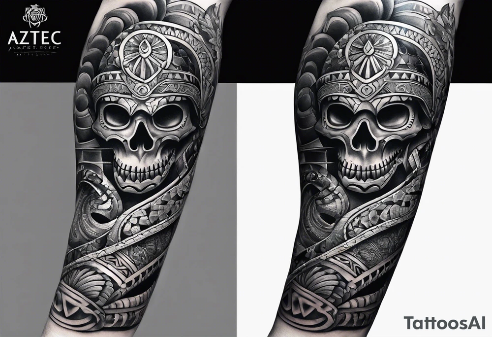 aztec snake sleeve tattoo idea