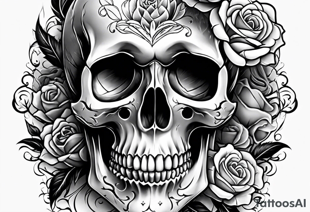 Skull with rose tattoo idea
