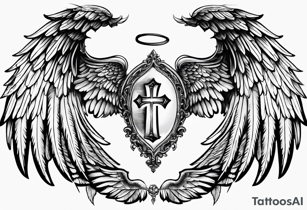 Angel Wings with the word Glenn in between tattoo idea Angel Wings with the word Glenn in between tattoo idea