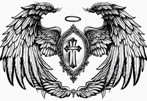 Angel Wings with the word Glenn in between tattoo idea