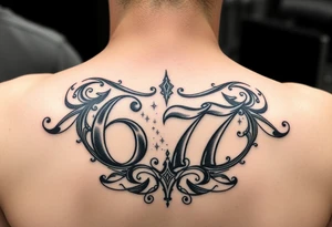 Give me a tattoo that contains the number 677 and add some designs tattoo idea
