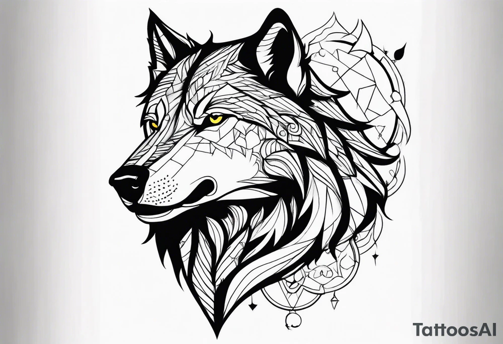 Powerful wolf tattoo idea