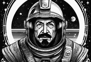 spartan, outer space, einstein, sleeve tattoo idea