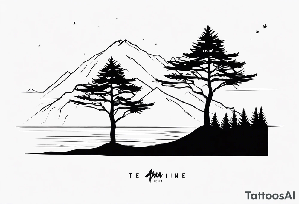 Two Pine tree silhouette tattoo idea