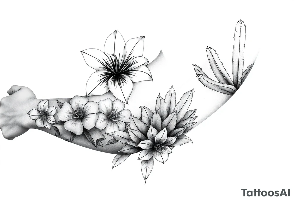 Birth flower for June , July, December and a cactus tattoo idea