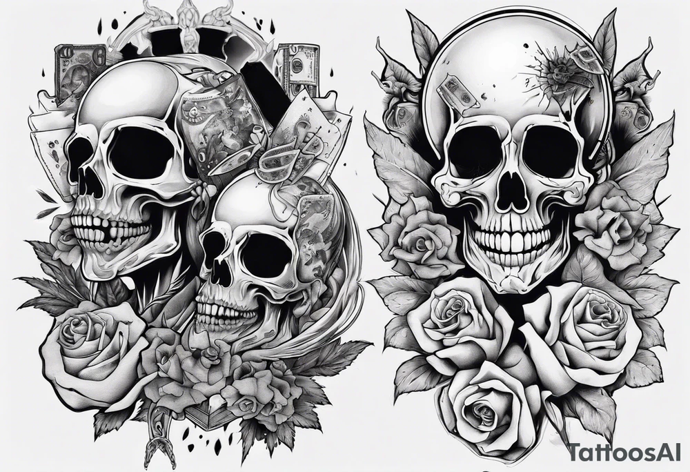 santa la muerta with money tattoo idea
