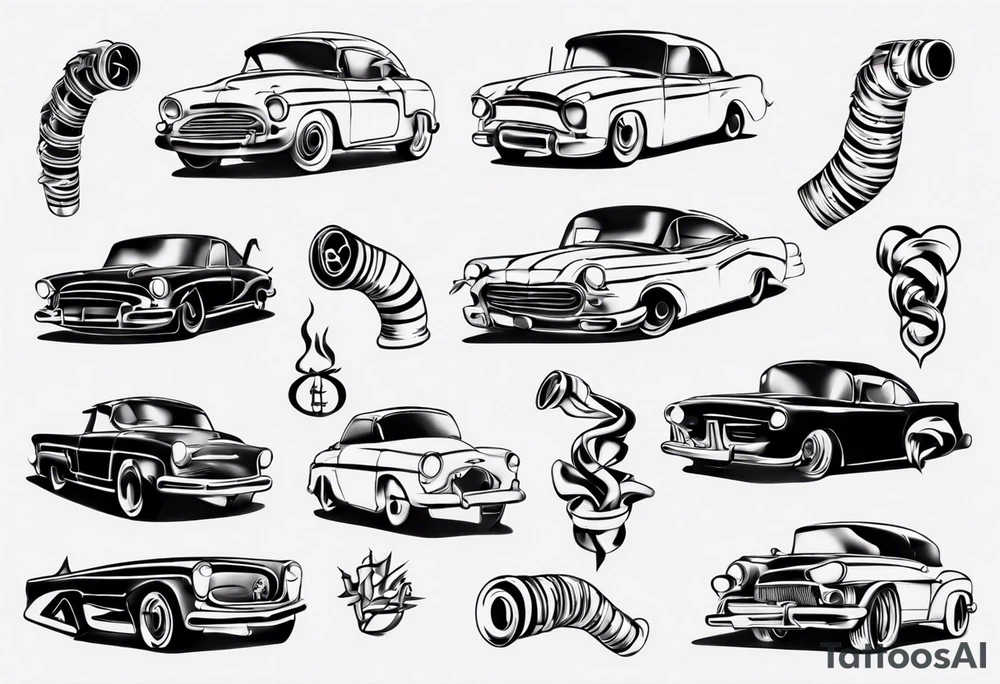 car exhaust pipe tattoo idea