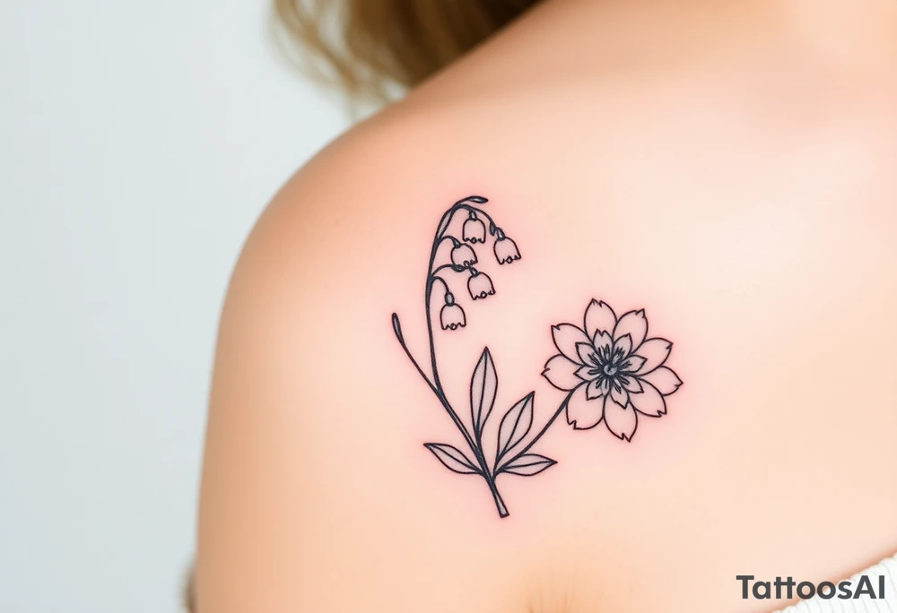 wrist tattoo with marigold, lily of the valley, and chrysanthemum tattoo idea
