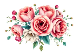 vintage bouquet of wild roses and meadow flowers with morning dew tattoo idea