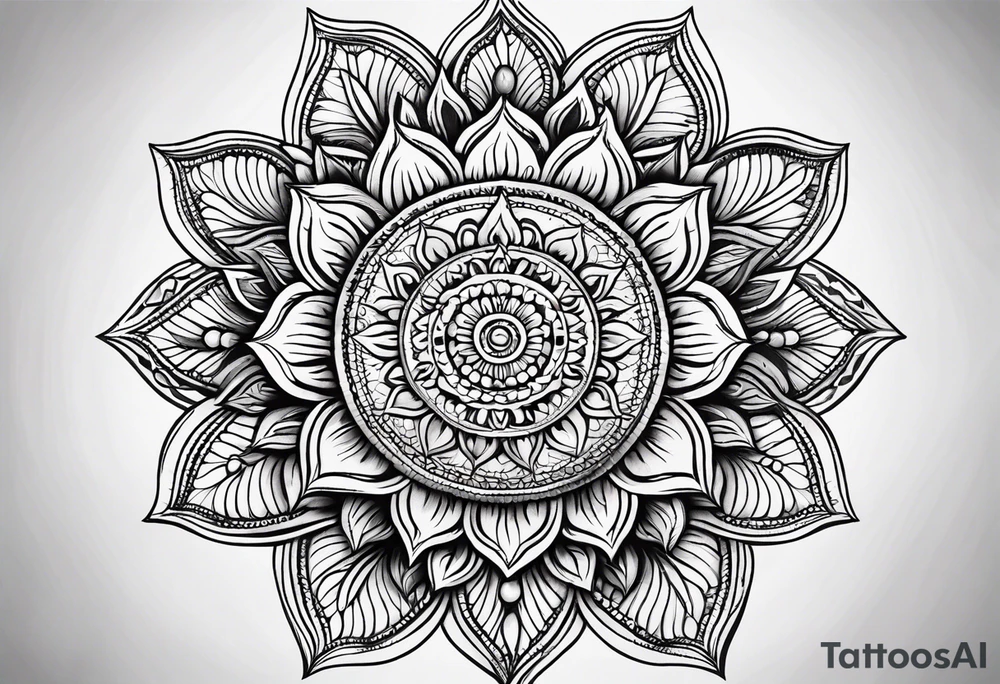 Mandala sun flower tattoo idea
