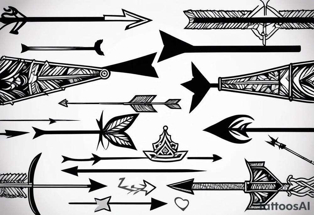 an arrow with only one drip of blood on the tip of it simple line art tattoo idea
