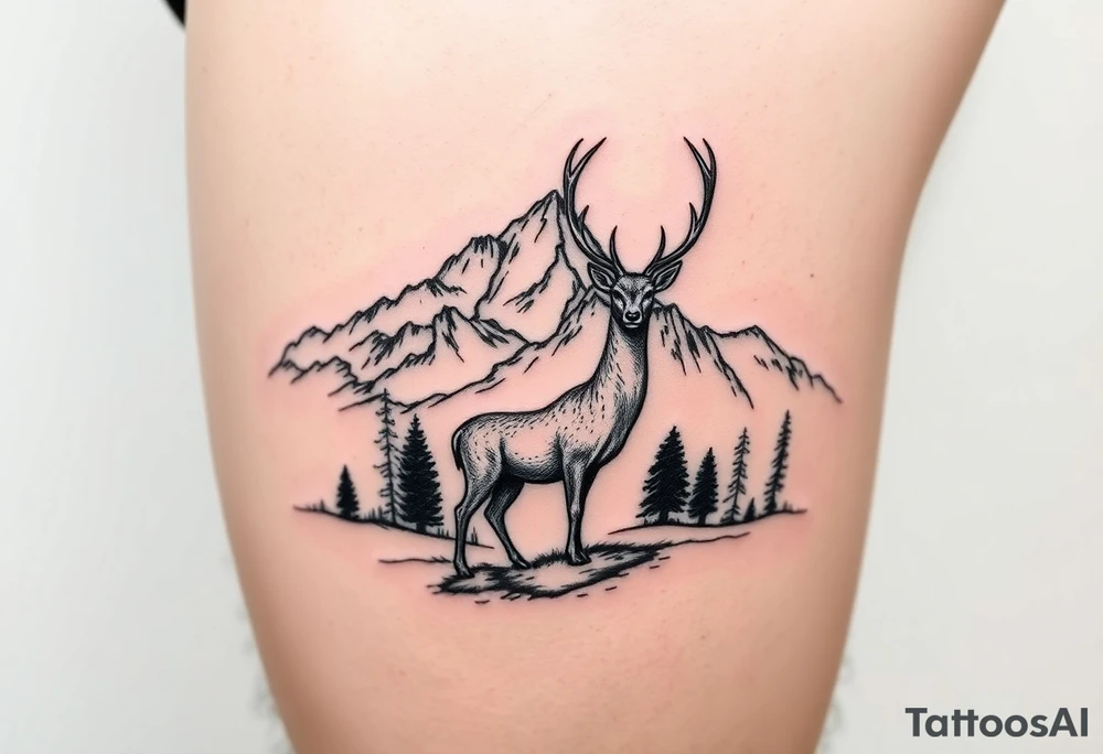 Polish mountain range called Tatry with deer tattoo idea