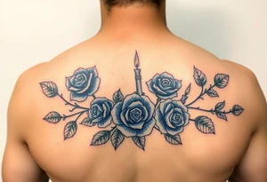 Blue roses and candle lights, water tattoo idea