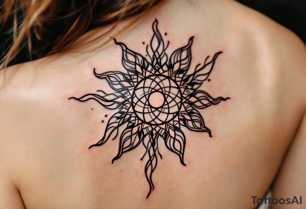 The soft blending of rose gold and black in this Celtic sun creates a feminine and fierce energy. tattoo idea