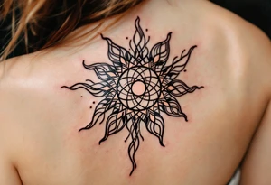 The soft blending of rose gold and black in this Celtic sun creates a feminine and fierce energy. tattoo idea
