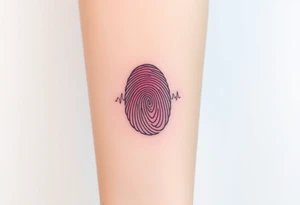 A fingerprint transitioning from deep crimson to soft blush pink, creating an ombré effect, tattoo idea