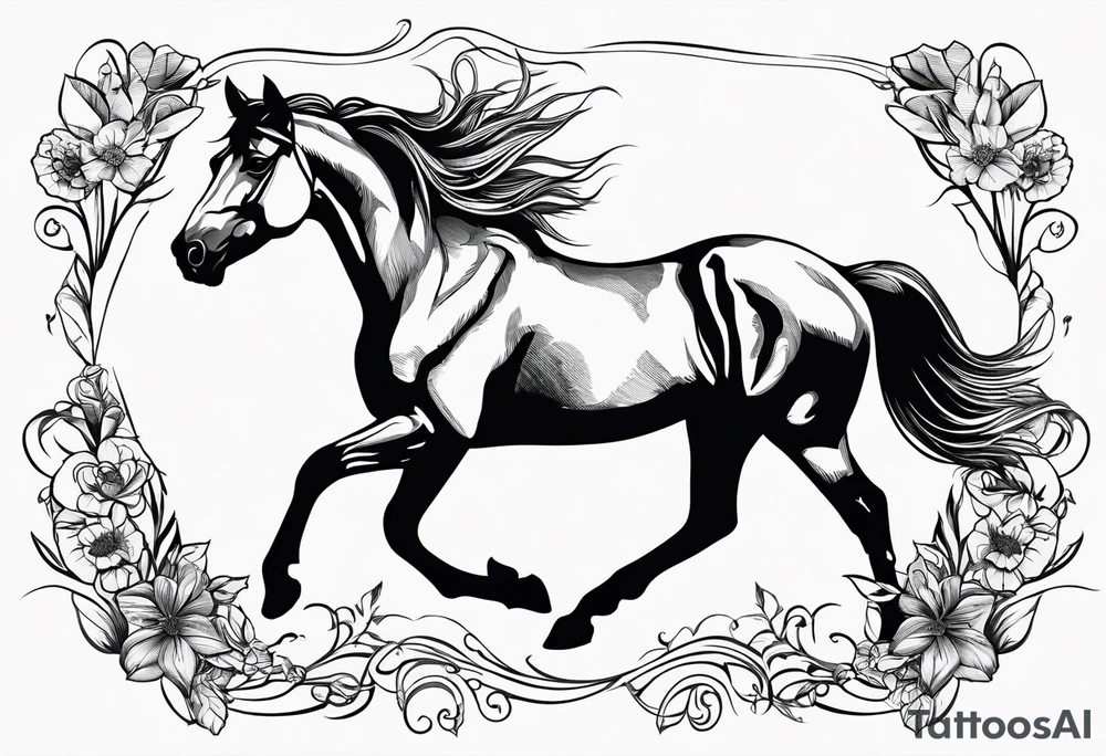 Line tattoo of a horse tattoo idea