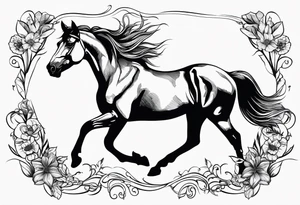Line tattoo of a horse tattoo idea