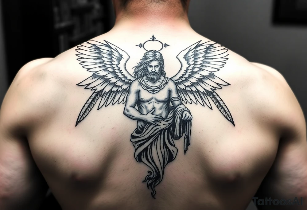 Archangel and God tattoo stencil tattoo idea