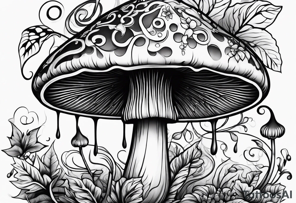 vines wrapped around a mushroom tattoo idea