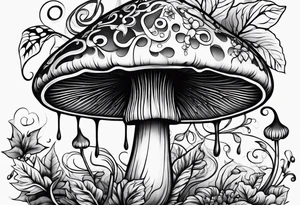 vines wrapped around a mushroom tattoo idea