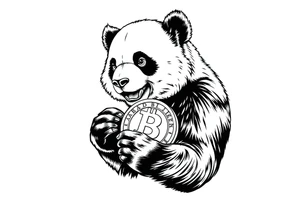 panda counting bitcoin tattoo idea