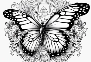 Butterfly but with portrait on 1 of wing tattoo idea