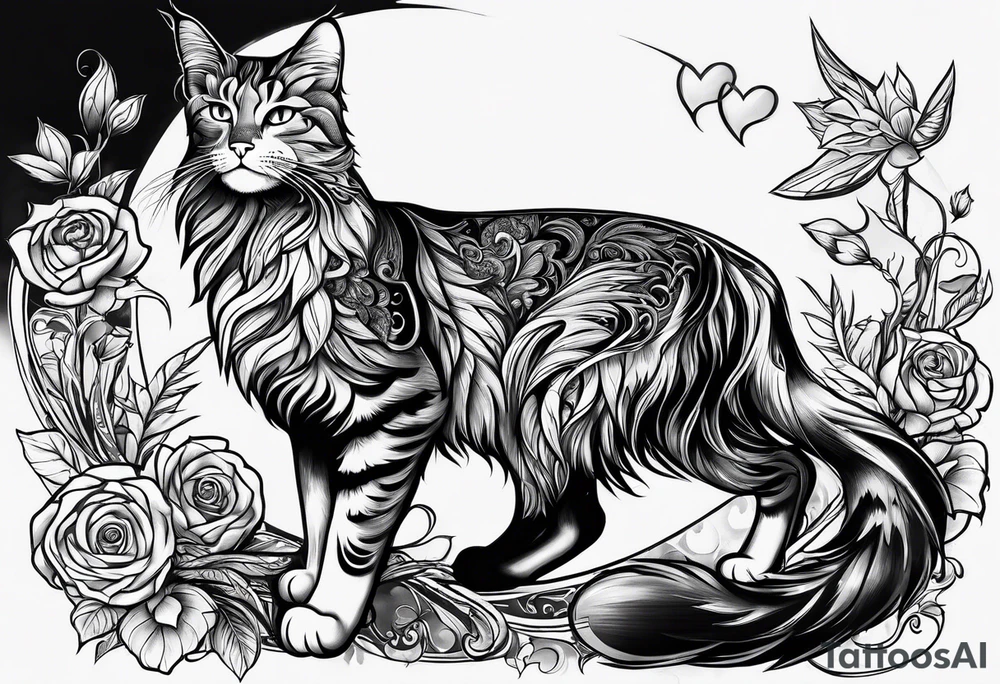 cat with logo "MRBG" tattoo idea