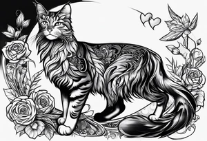 cat with logo "MRBG" tattoo idea