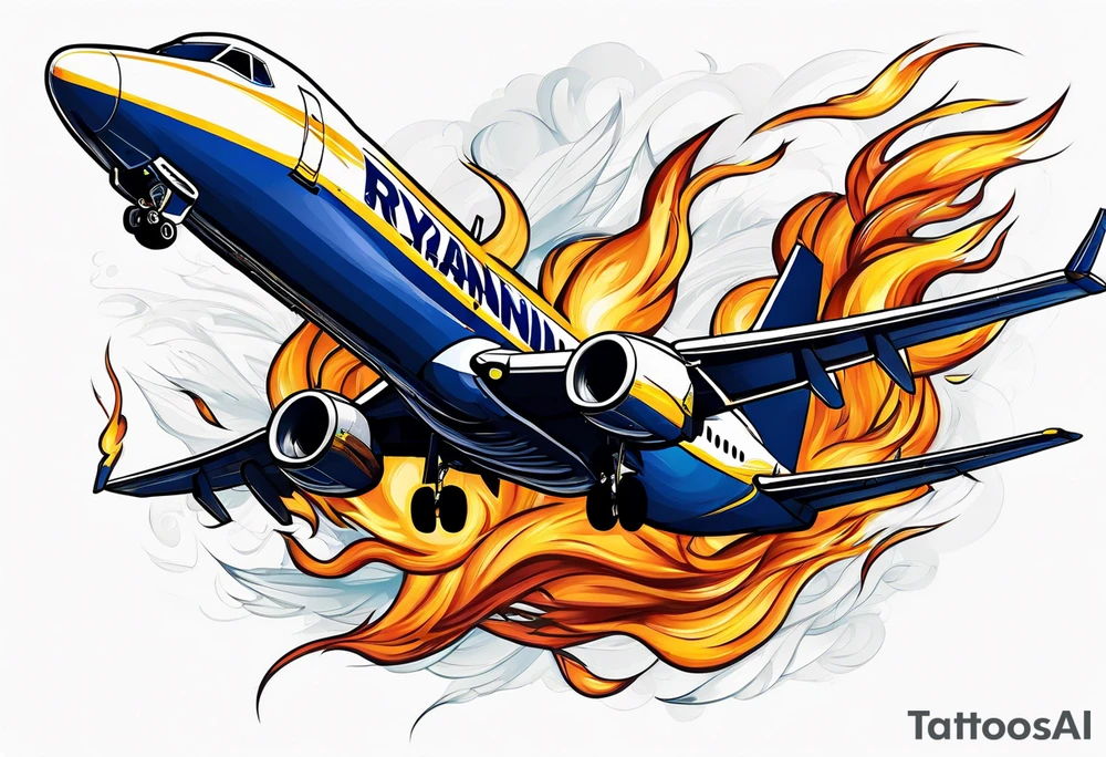 Ryanair airplanes in flame and crashing eachother tattoo idea