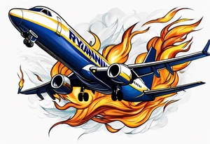 Ryanair airplanes in flame and crashing eachother tattoo idea