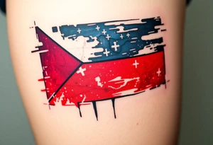 A distressed Czech flag with a grunge texture, giving it a bold, rugged, and rebellious feel tattoo idea