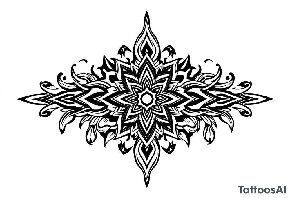 shaman style mytical bold line with rhyme tattoo idea