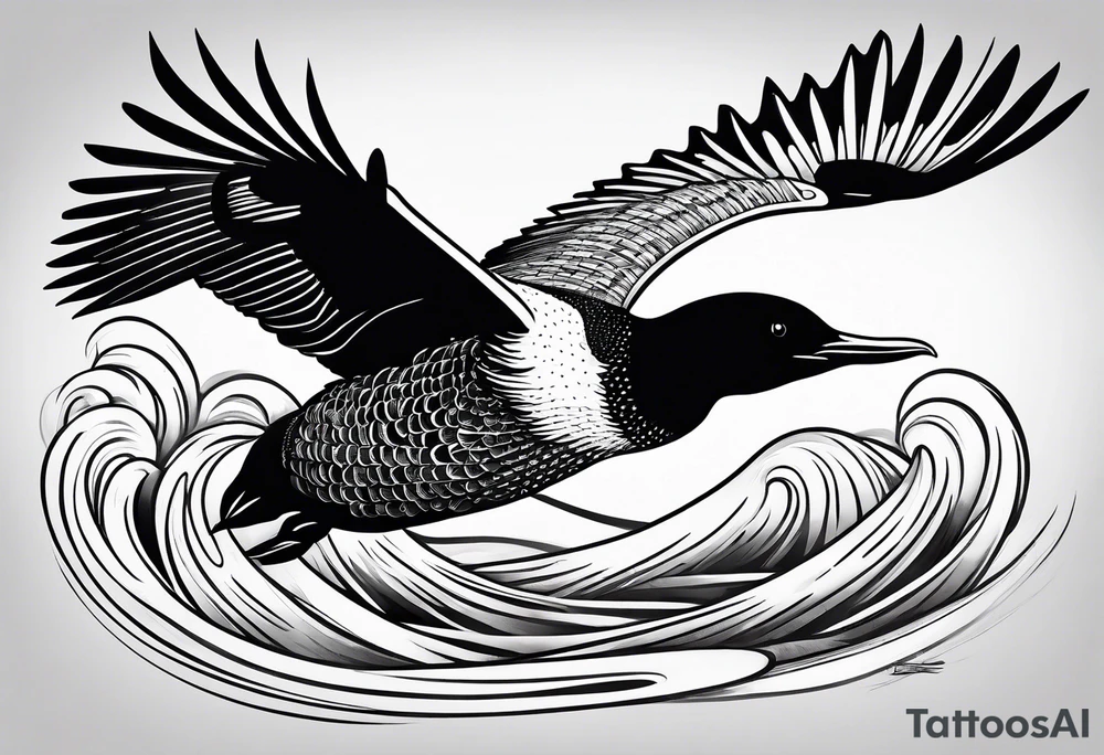 loon flying abstract tattoo idea