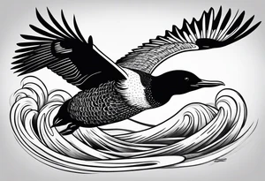 loon flying abstract tattoo idea