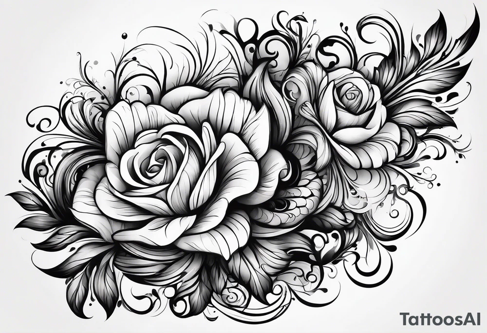 Swirls of black ink covering fingers and forearm tattoo idea