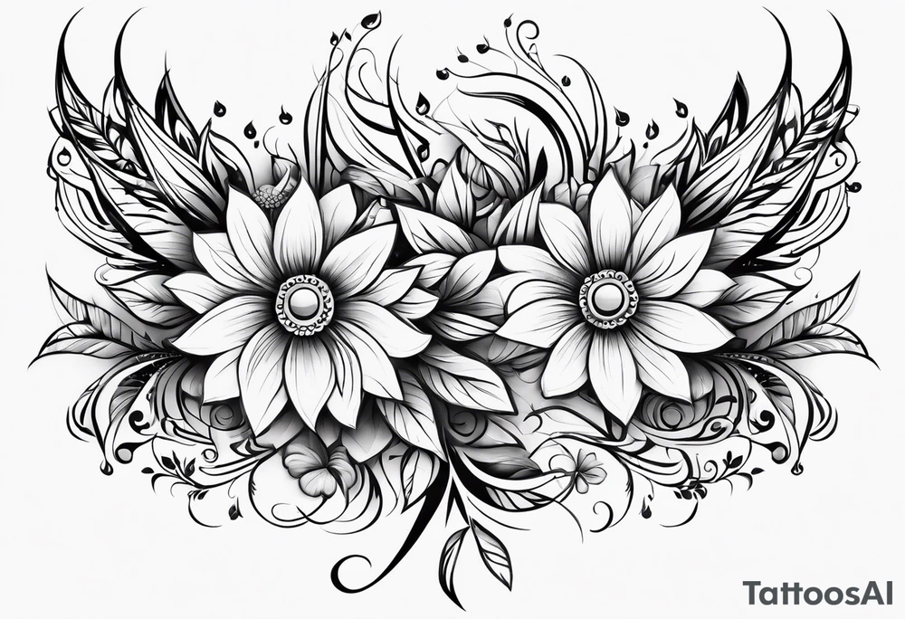 Tribal, flowers, thigh tattoo idea