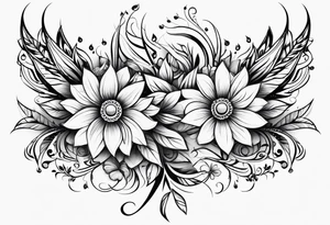 Tribal, flowers, thigh tattoo idea