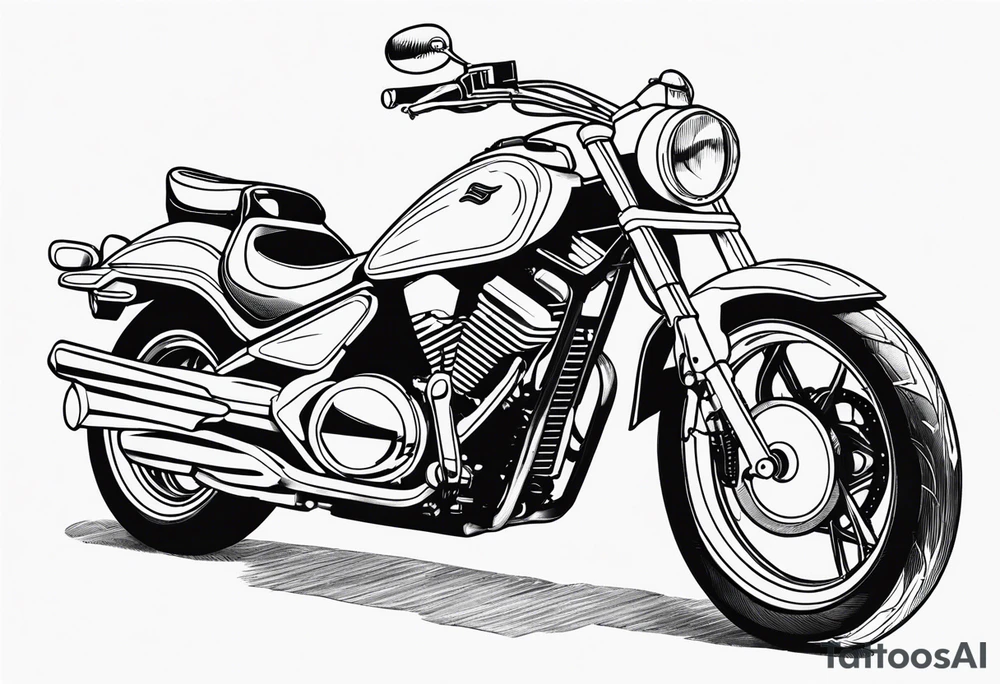 motorcycle suzuki intruder 125cc front view tattoo idea
