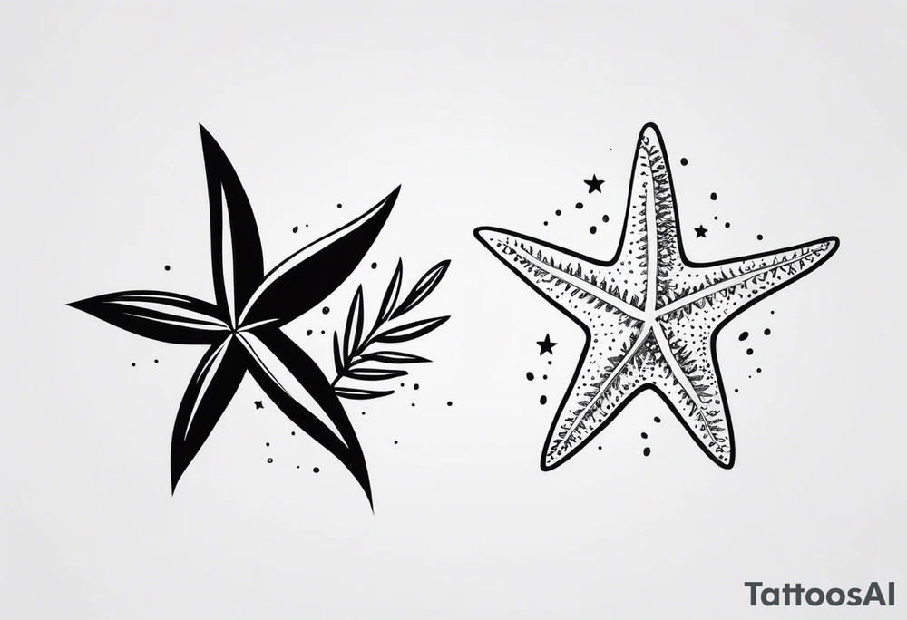 Two different star fish with olive branch behind tattoo idea Two different star fish with olive branch behind tattoo idea