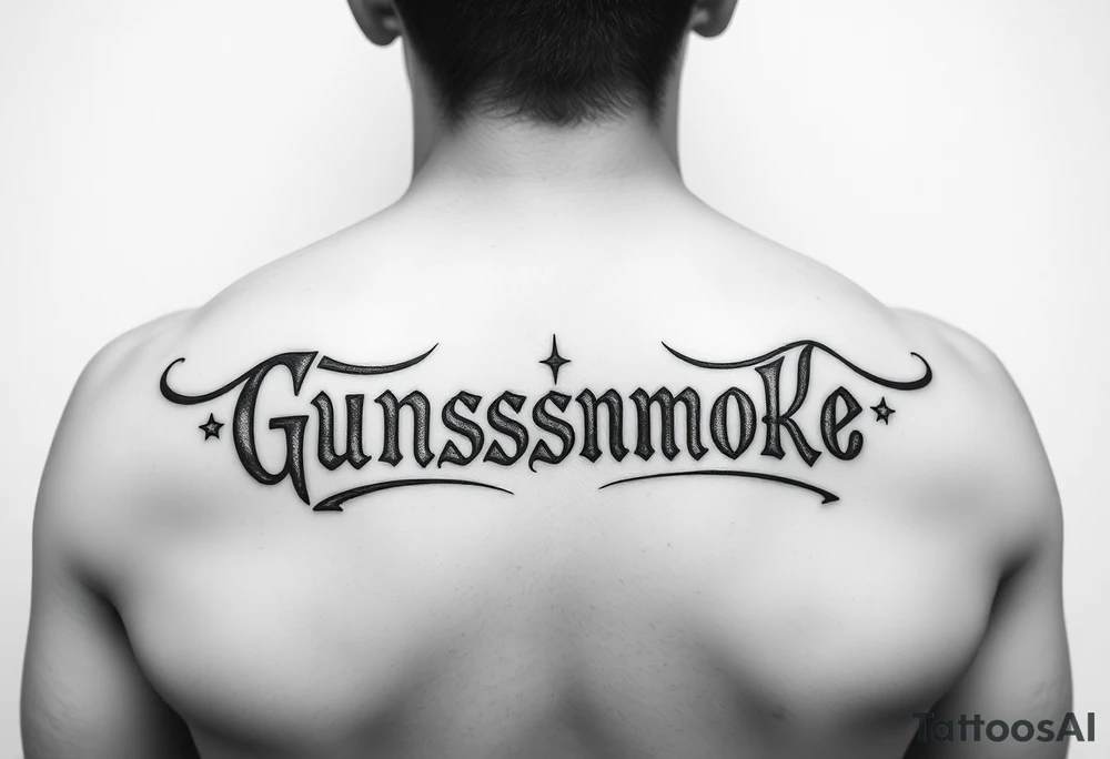tat that says gunsmokesolo tattoo idea