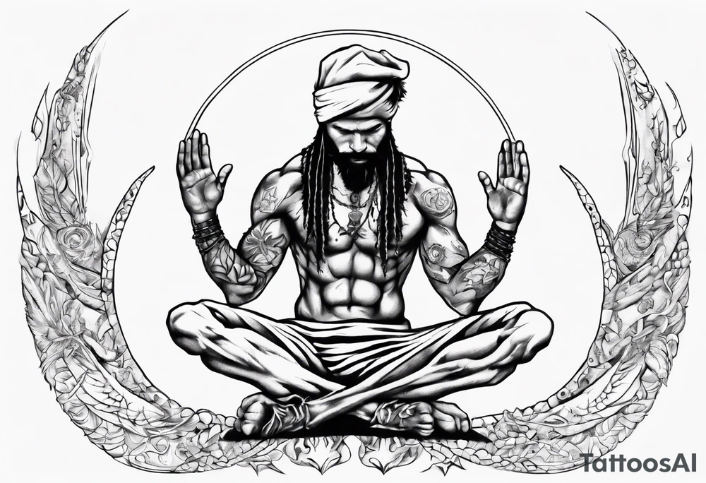 Peaceful warrior kneeling with the world on his shoulders. Peaceful tattoo idea