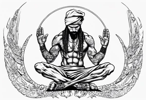 Peaceful warrior kneeling with the world on his shoulders. Peaceful tattoo idea